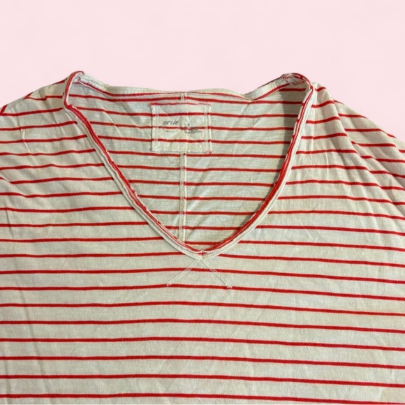 Aerie Red & White Striped Long Sleeve Top Relaxed Fit Size M - Picture 3 of 4
